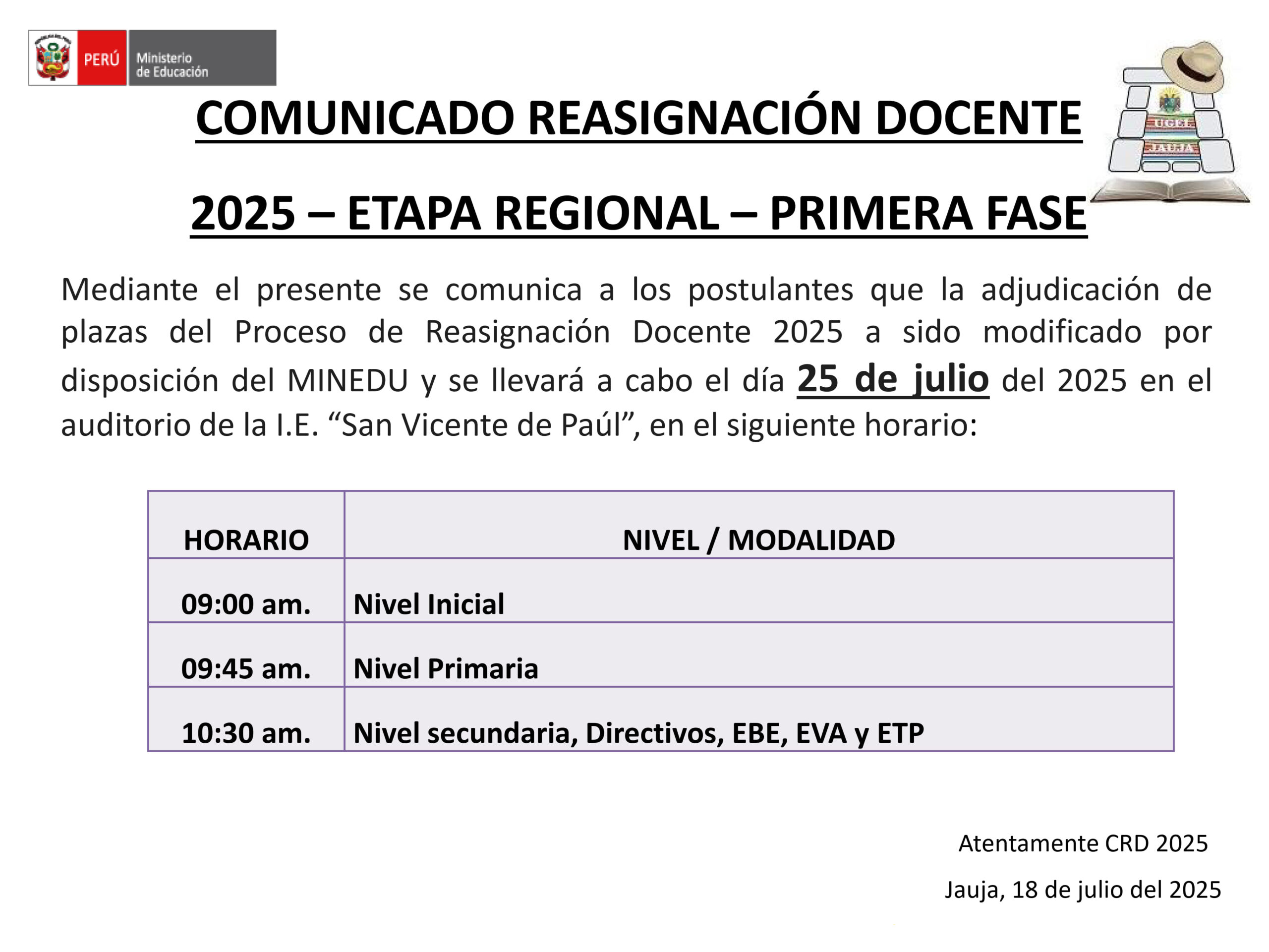 Cronograma Reasignación