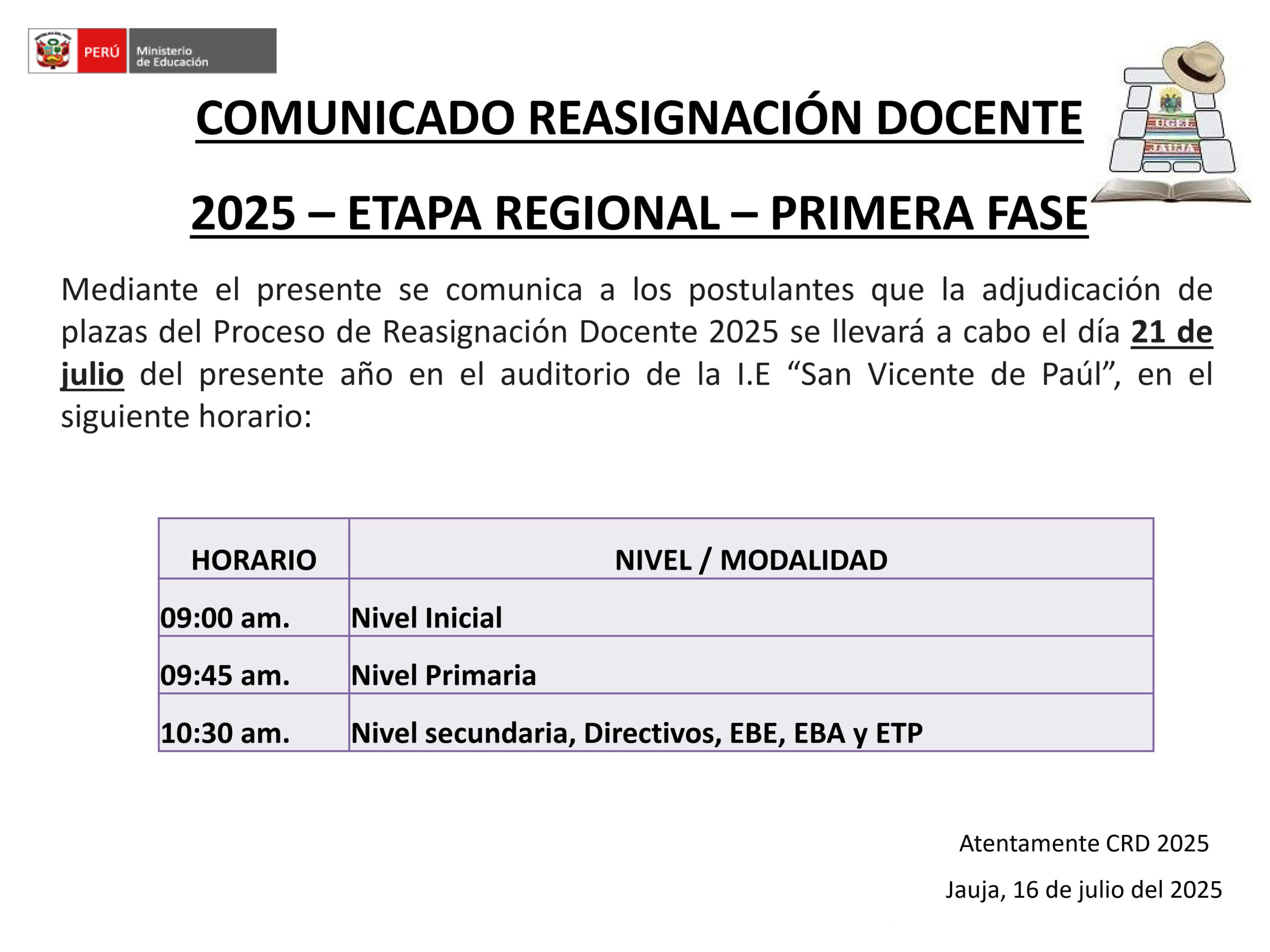 Cronograma Reasignación