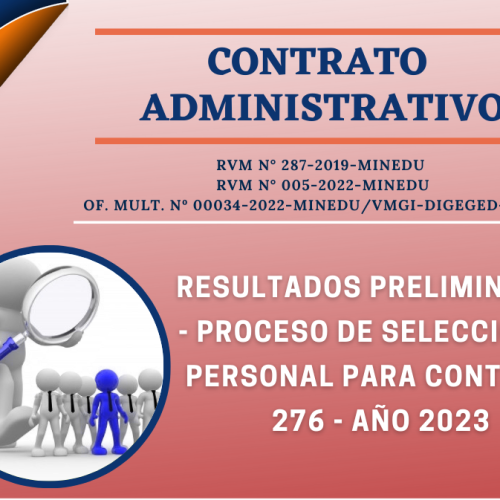 CRONOGRAMA DEL PROCESO DE CONTRATACIÓN ADMINISTRATIVO DE LAS INSTITUCIONES EDUCATIVAS DE LA UGEL JAUJA 2023 – D.L. 276