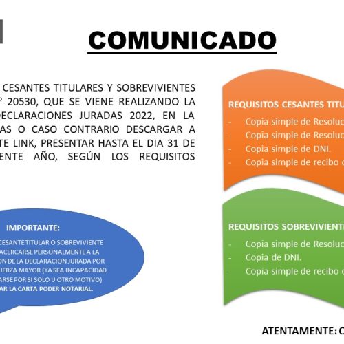COMUNICADO PARA DOCENTES CESANTES, TITULARES Y SOBREVIVIENTES DEL DECRETO DE LEY N°